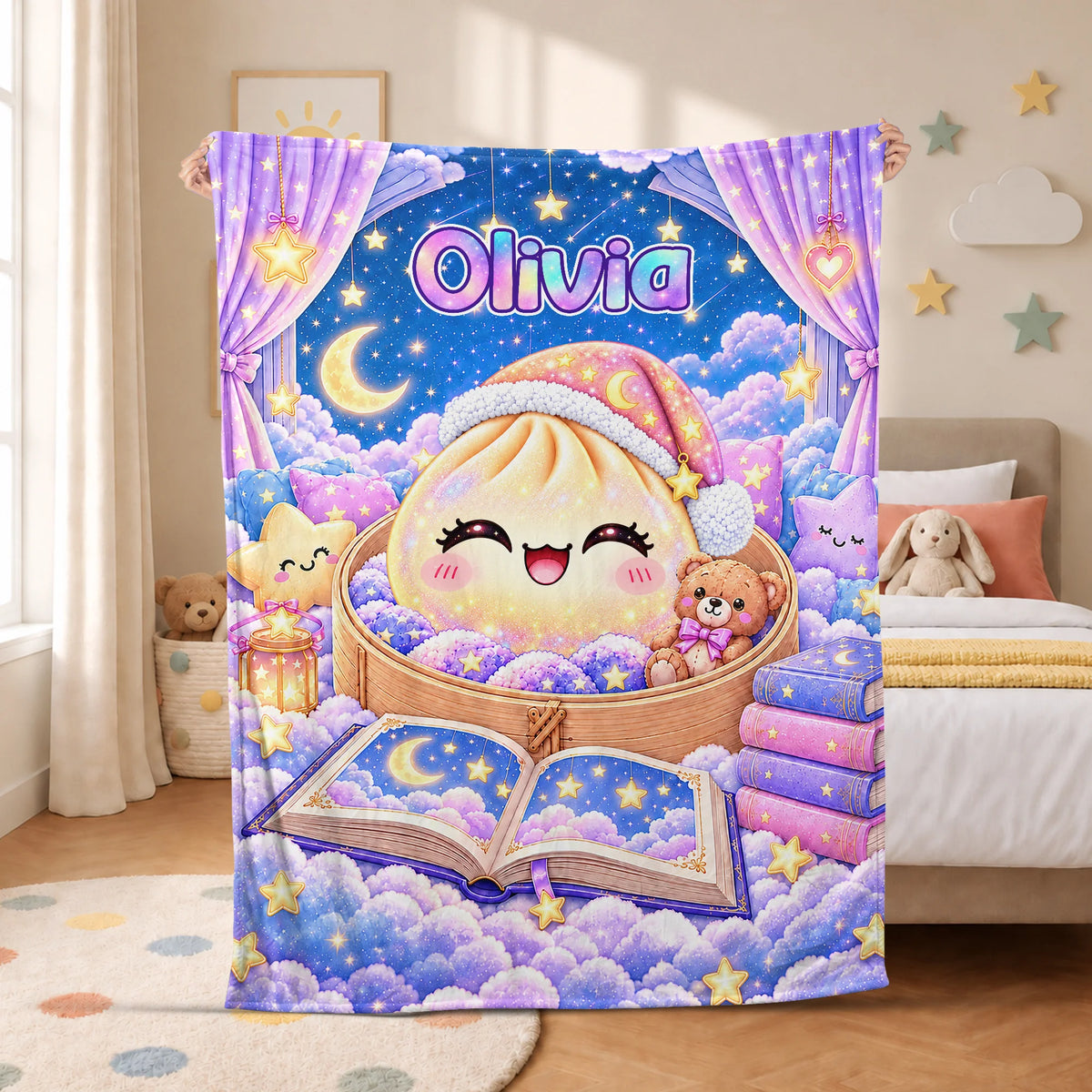 Cute Dumpling Personalized Baby Blanket - Keepsake Throw Gifts for Girls