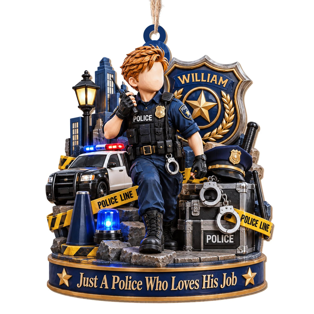"Just A Police Who Loves His Job" Personalized Wood Ornament - Custom Christmas Gifts for Police Officers
