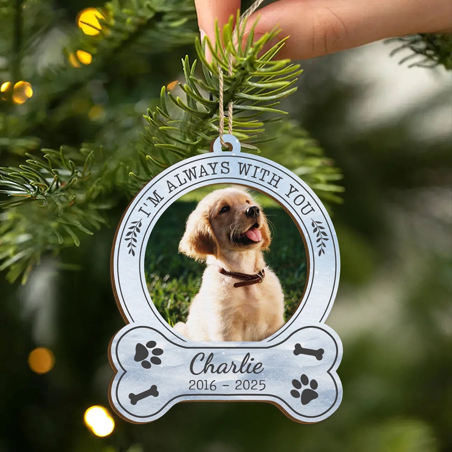 You Left Paw Prints On My Heart - Personalized Pet Memorial Photo Wooden Ornament Keepsake Gift