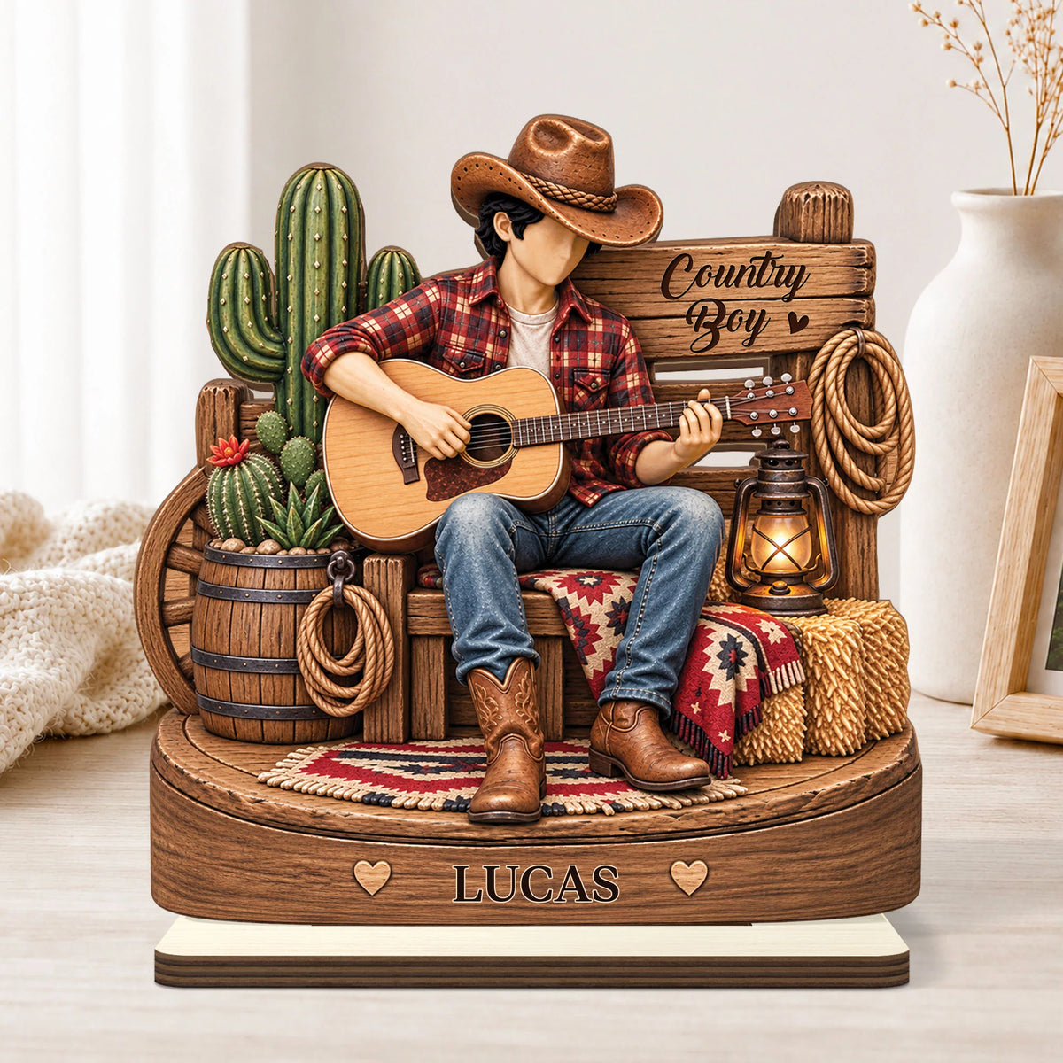 Custom Country Guitar Player Wooden Plaque - Personalized Gift for Music Lovers