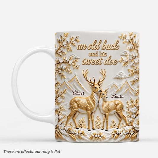 An Old Buck and His Sweet Doe Personalized Ceramic Mug - Anniversary Gift for Couples