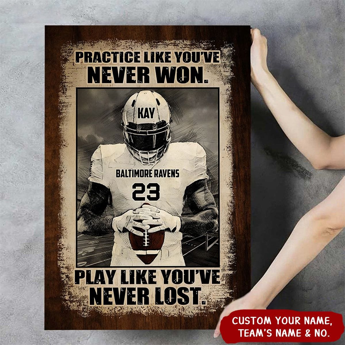 Personalized Football Poster Canvas personalization view for Son/Grandson