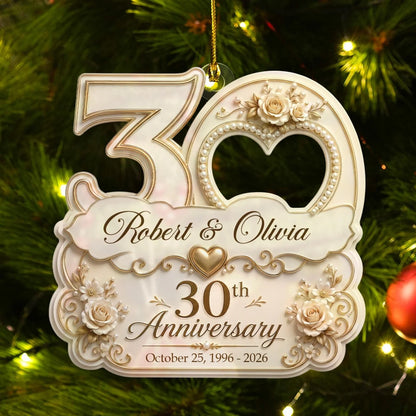 "Mr & Mrs" Custom Wedding Anniversary Acrylic Ornament - Personalized Christmas Keepsake Gift for Couples