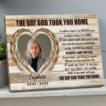 "The Day God Took You Home" Personalized Memorial Canvas / Poster - Custom In Loving Memory Gift