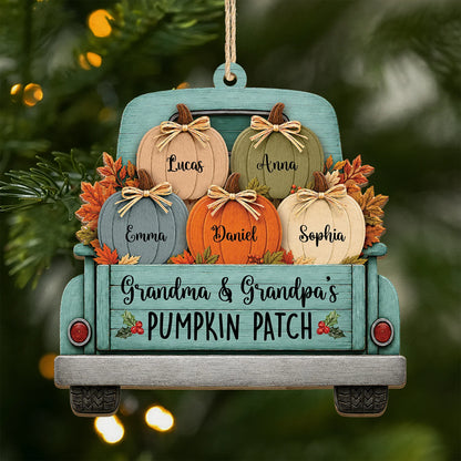 Pumpkin Patch Personalized Wooden Ornament - Custom Fall Truck Keepsake for Grandma Grandpa
