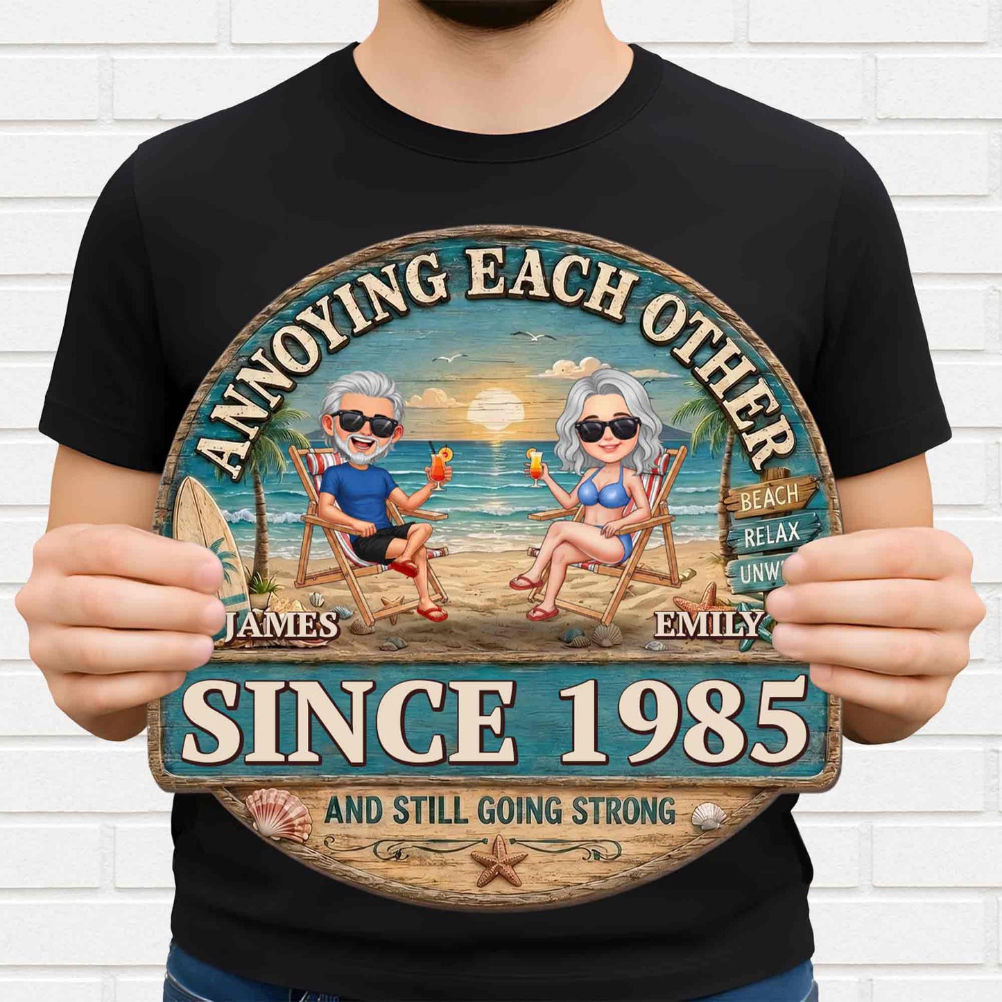 Custom Anniversary Wood Sign personalization view for Couples