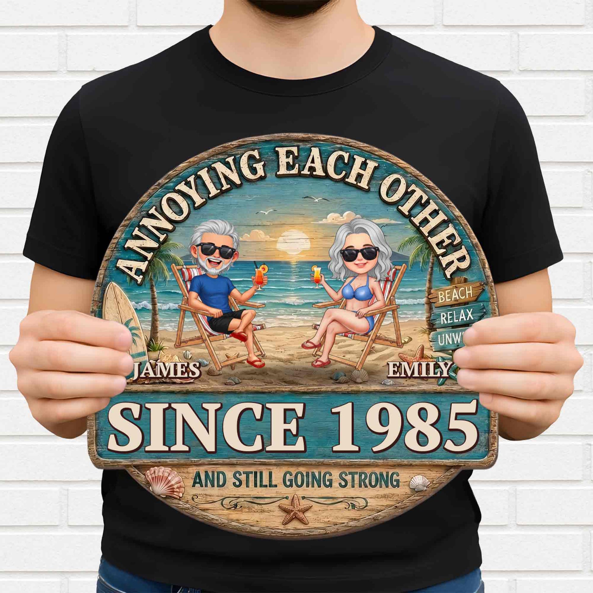 Custom Anniversary Wood Sign personalization view for Couples