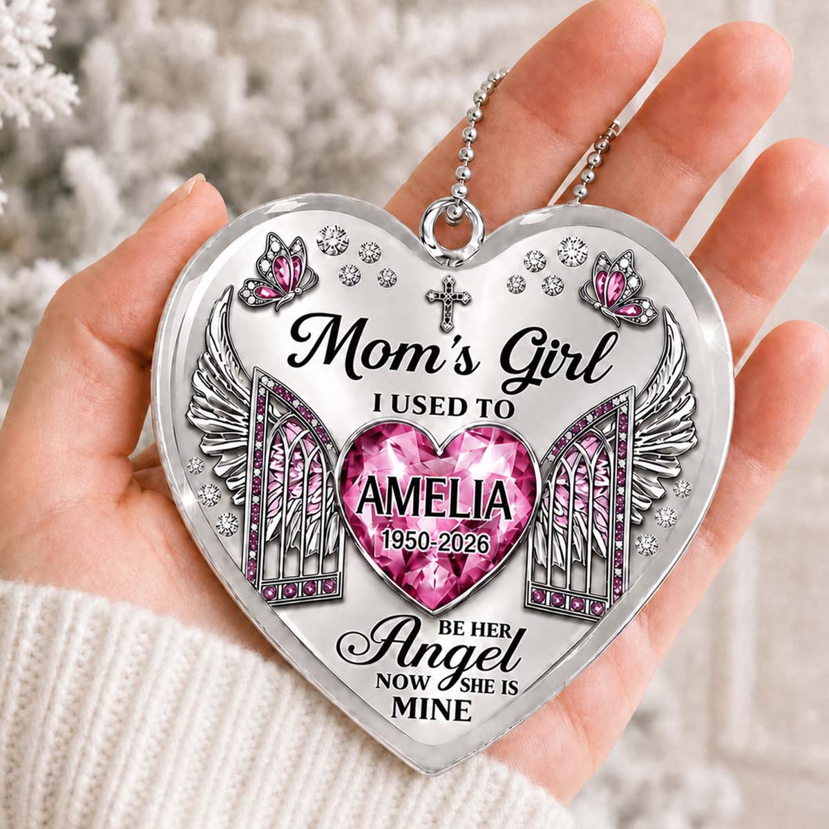 Personalized Memorial Heart Ornament personalization view for Daughter/Granddaughter