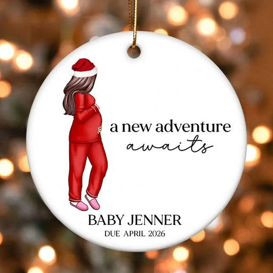 Bump's First Christmas Personalized Pregnant Mom Ceramic Ornament - Custom Gift for Expecting Mother