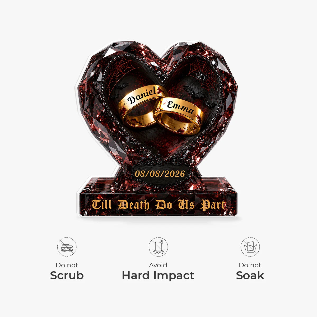 "Till Death Do Us Part" Personalized Halloween Acrylic Plaque - Custom Gift for Couples & Anniversary Keepsake