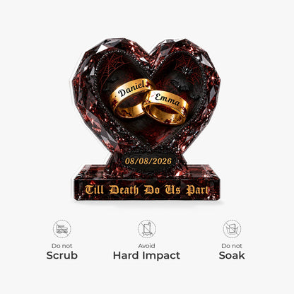 "Till Death Do Us Part" Personalized Halloween Acrylic Plaque - Custom Gift for Couples & Anniversary Keepsake