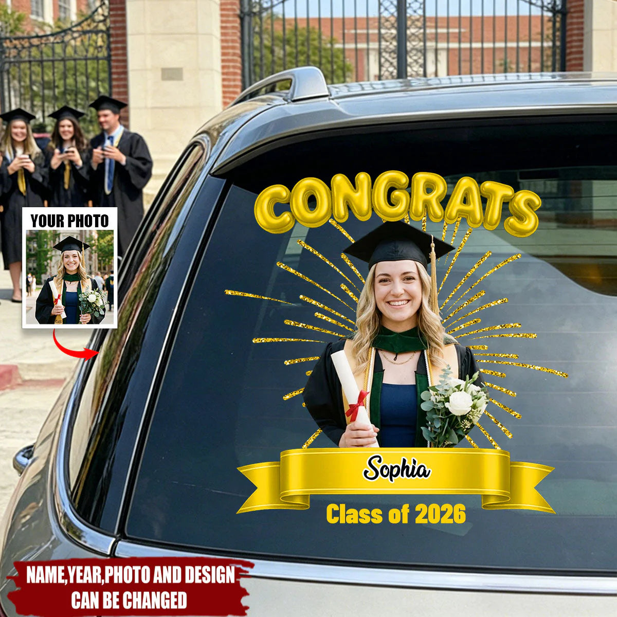 Personalized Graduation Car Decal personalization view for Daughter/Granddaughter