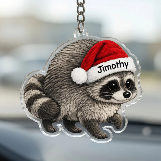 Personalized Raccoon Car Ornament - Custom Acrylic Hanging Charm for Pet Lovers