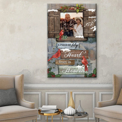 "A Piece Of My Heart Lives In Heaven" Custom Photo Memorial Canvas / Poster - Custom Wall Art for Family Sympathy Keepsake