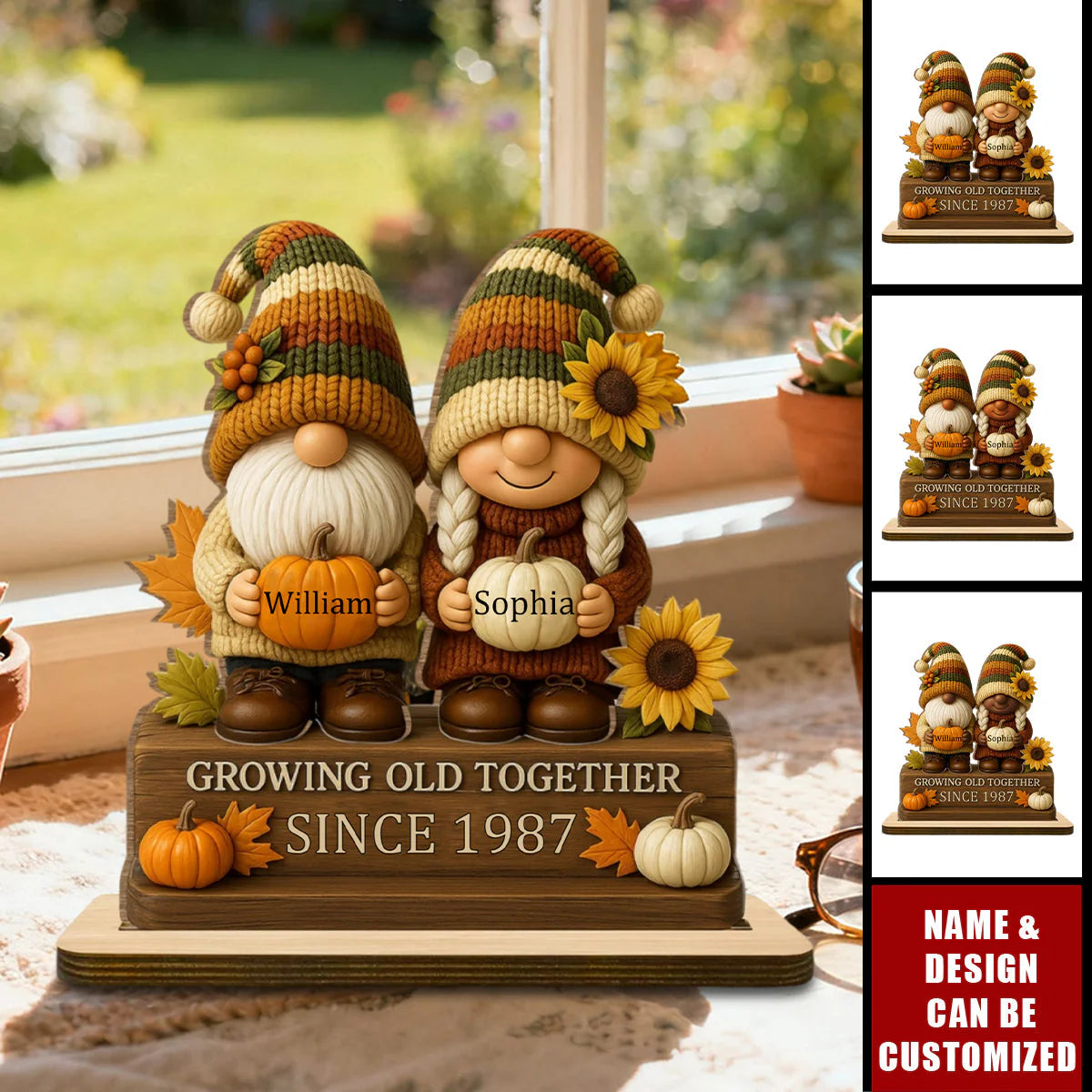 Plaque material and size view - Custom Growing Old Together Plaque