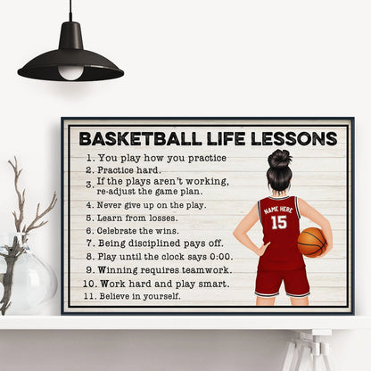 Basketball Life Lessons For Girl - Personalized Poster/Canvas - Gift For Basketball Lovers