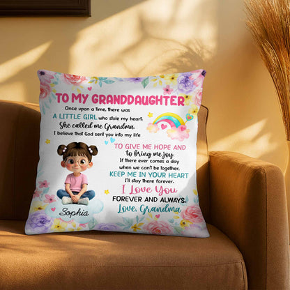 "To My Granddaughter, the Little Girl Who Stole My Heart" Personalized Pillow - Custom Keepsake Gift from Grandma