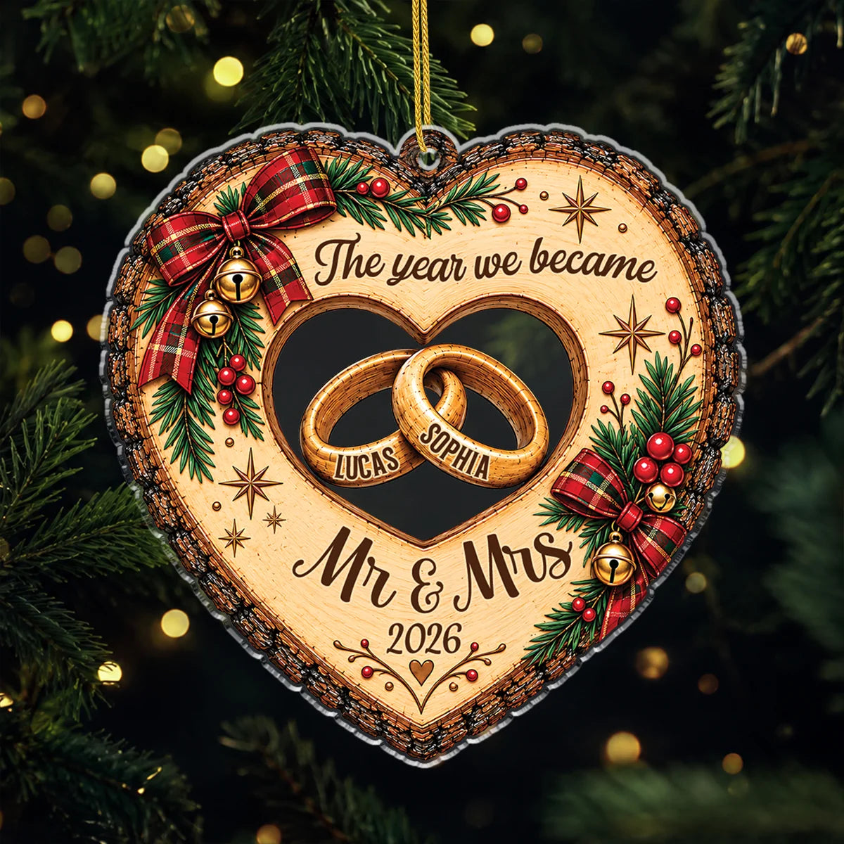 "The Year We Became Mr and Mrs" Personalized Acrylic Ornament - Custom Couple Christmas Gift Keepsake