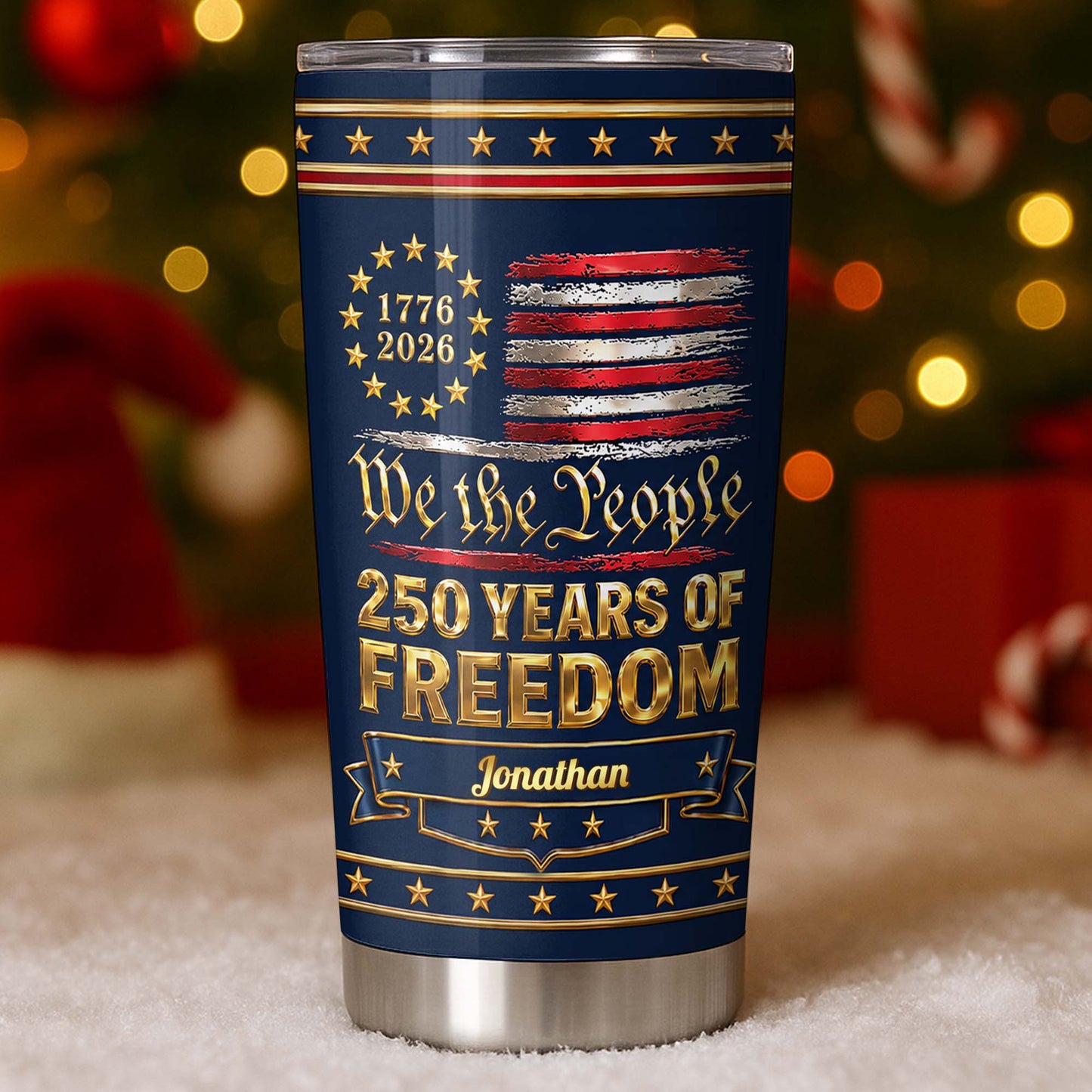 Tumbler material and size view - Patriotic American Flag Tumbler