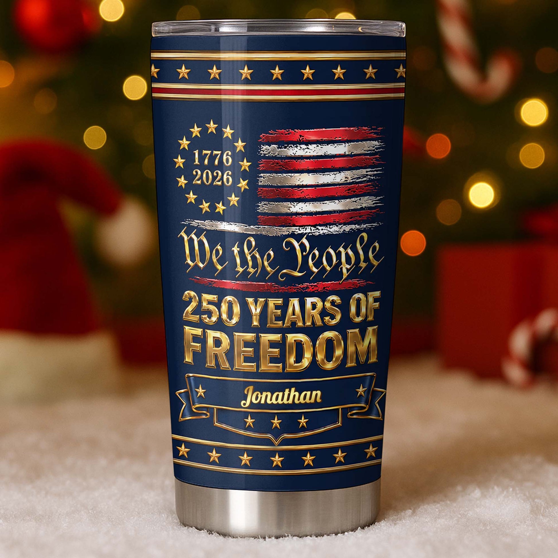 Tumbler material and size view - Patriotic American Flag Tumbler