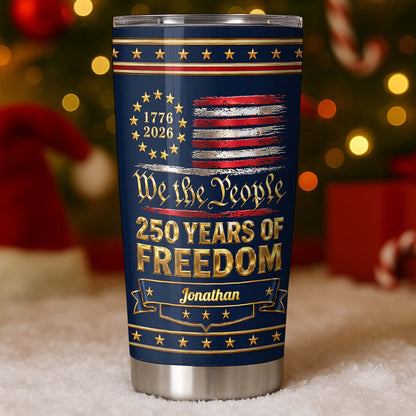 Tumbler material and size view - Patriotic American Flag Tumbler