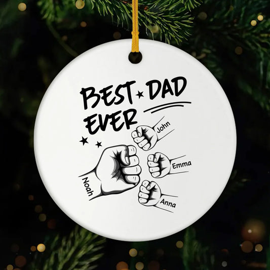 Best Dad Ever Fist Bump - Personalized Ceramic Ornament Christmas Gift for Dad