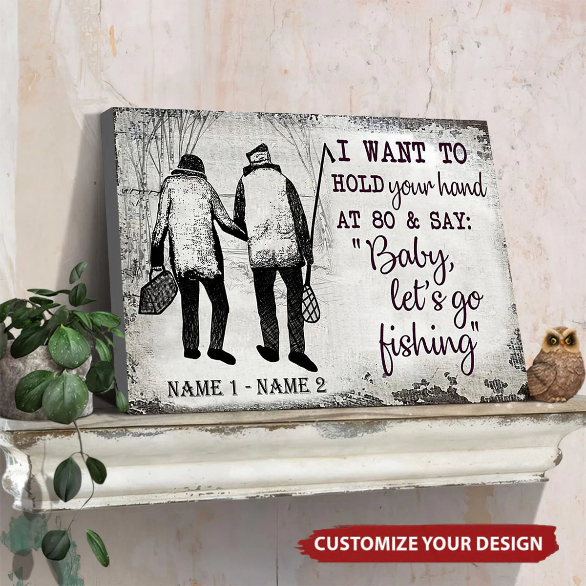Canvas / Poster material and size view - Custom Fishing Couple Canvas