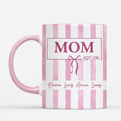 Custom Est Year Striped Coffee Mug - Personalized Gift for Mom & Dad