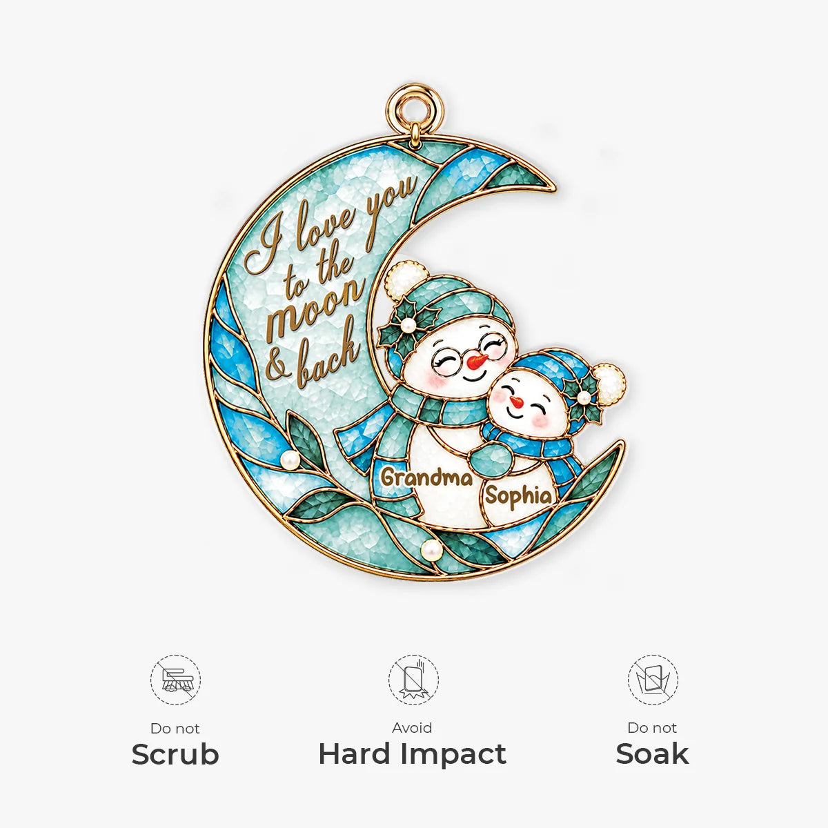 I Love You To The Moon And Back - Personalized Acrylic Ornament for Grandma Moon Snowman