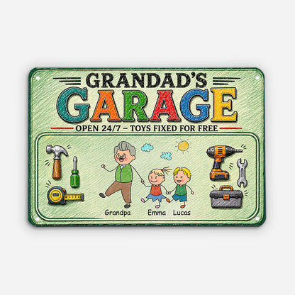 Dad's Garage Open 24/7 Toys Fixed For Free - Personalized Metal Sign for Dad Grandpa