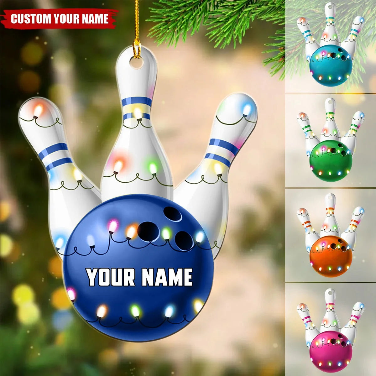 Personalized Bowling Ball Christmas Ornament - Custom Name Keepsake Gift for Bowling Players and Team Members