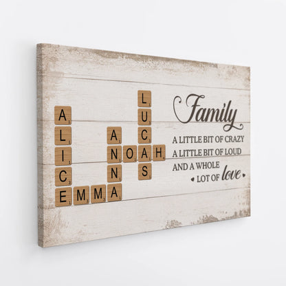 Personalized Family Name Crossword Canvas personalization view for Family