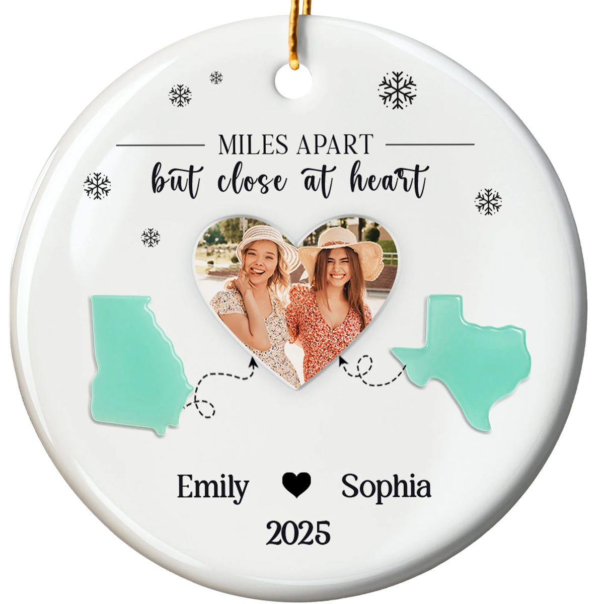 Miles Apart But Close At Heart With State Outlines And Heart