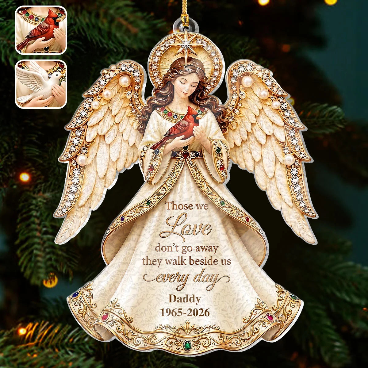Those We Love Don't Go Away Personalized Memorial Angel Ornament - Custom Acrylic Keepsake Gift for Christmas