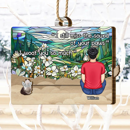 Pet Lovers,Pet Mom,Pet Dad,Christmas,Love,Memorial - My Hardest Goodbye I Miss You Memorial Dog Cat - Personalized Wooden Slide Ornament
