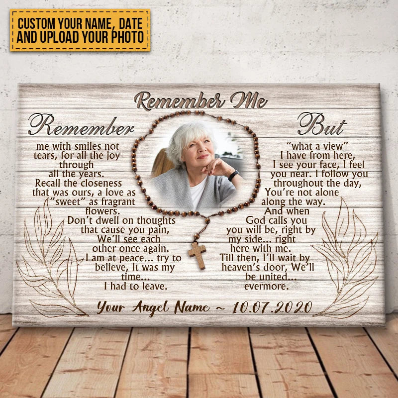 Remember Me Personalized Memorial Photo Canvas / Poster - Custom Wall Art for Lost Loved One Keepsake