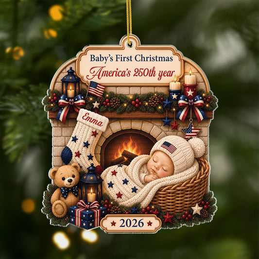 Baby's First Christmas America's 250th Year - Personalized Acrylic Christmas Ornament for Baby