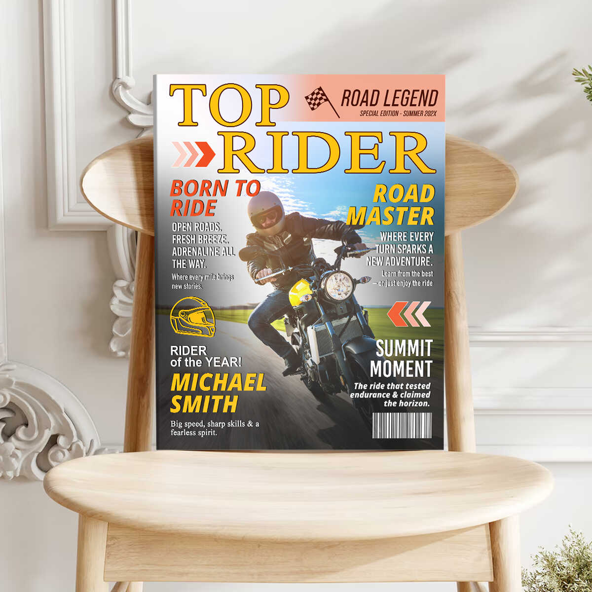 Canvas / Poster material and size view - Custom Motorcycle Magazine Canvas