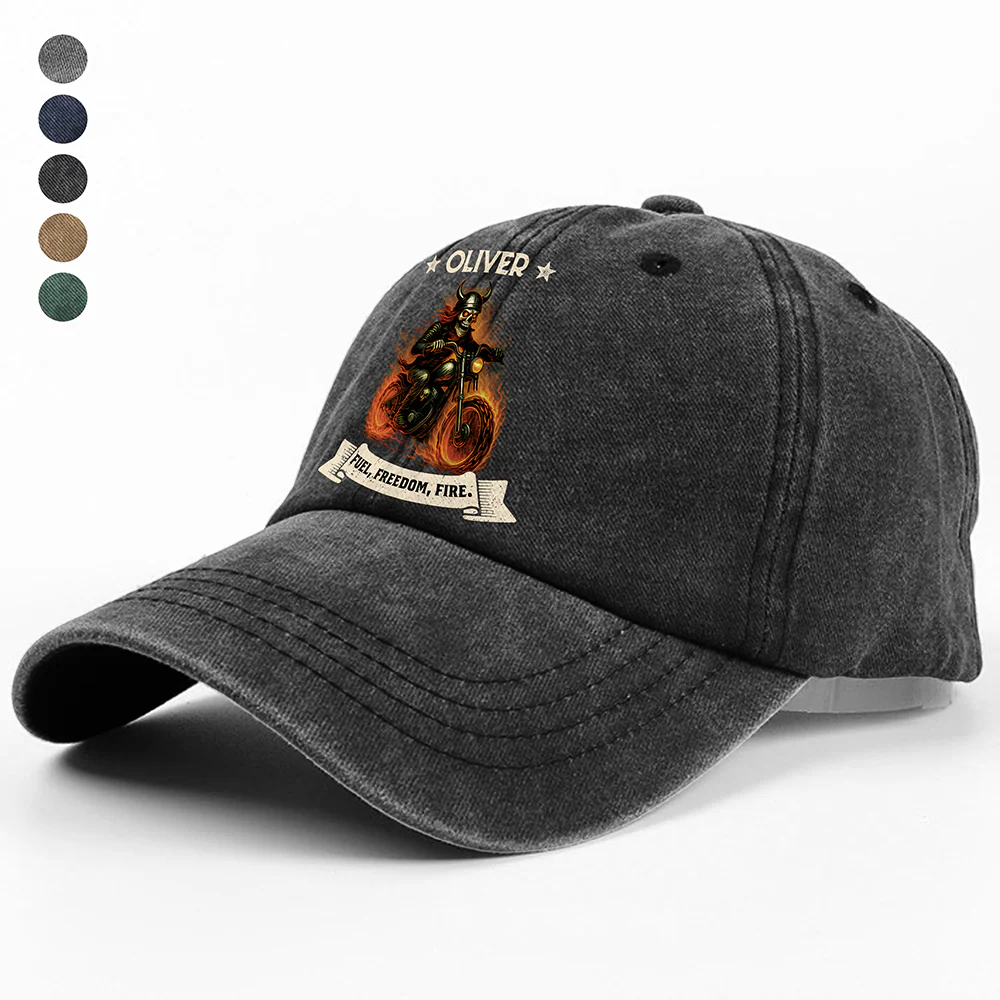Custom Biker Baseball Cap personalization view for Dad