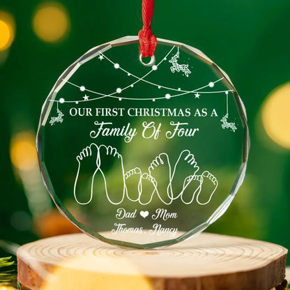 First Christmas As A Family - Personalized Glass Ornament for New Parents Keepsake