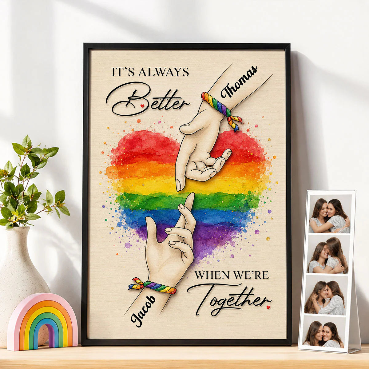 Custom Couples Pride Canvas Print for Couples with personalized design details for meaningful gifting
