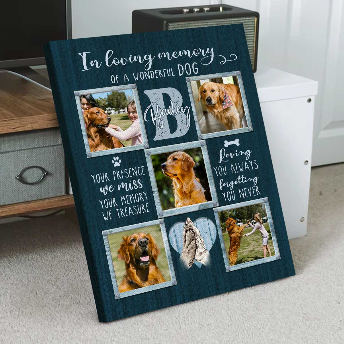 Canvas / Poster material and size view - Personalized Dog Memorial Canvas