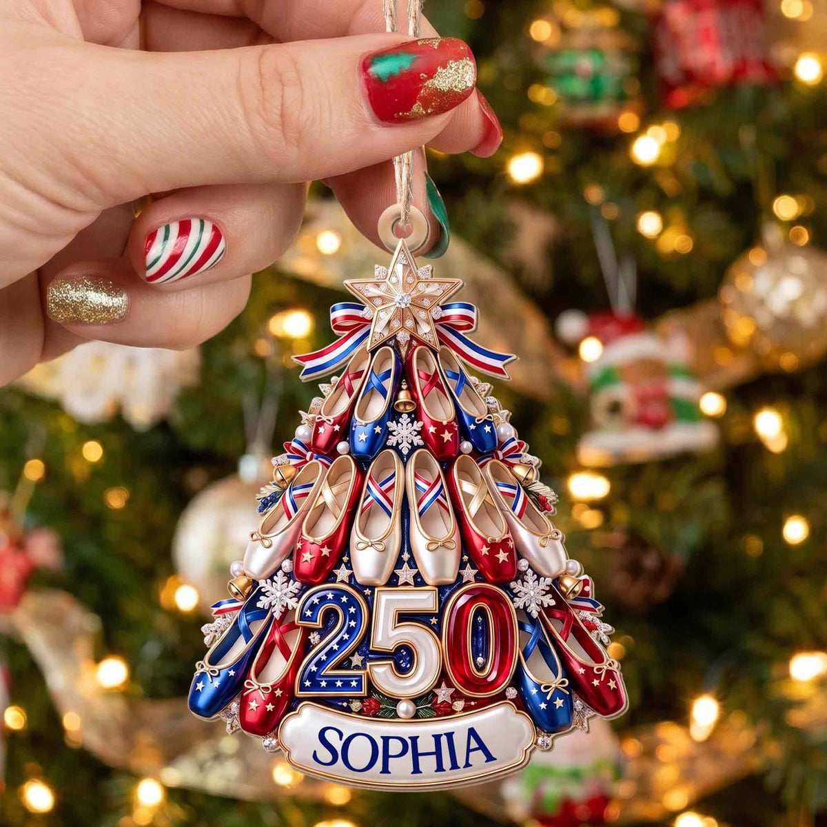 Ballet Shoes Christmas Tree Personalized Wooden Ornament - Custom Gift for Ballerina Dancer