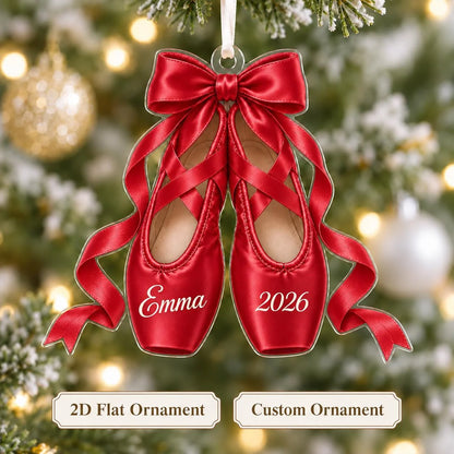 Personalized Ballet Pointe Shoes Christmas Ornament - Custom Name Keepsake for Dancer