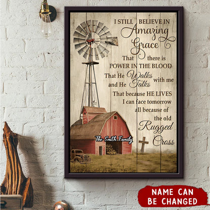 I Still Believe In Amazing Grace Personalized Windmill Canvas / Poster - Custom Wall Art for Christian Family Home Decor