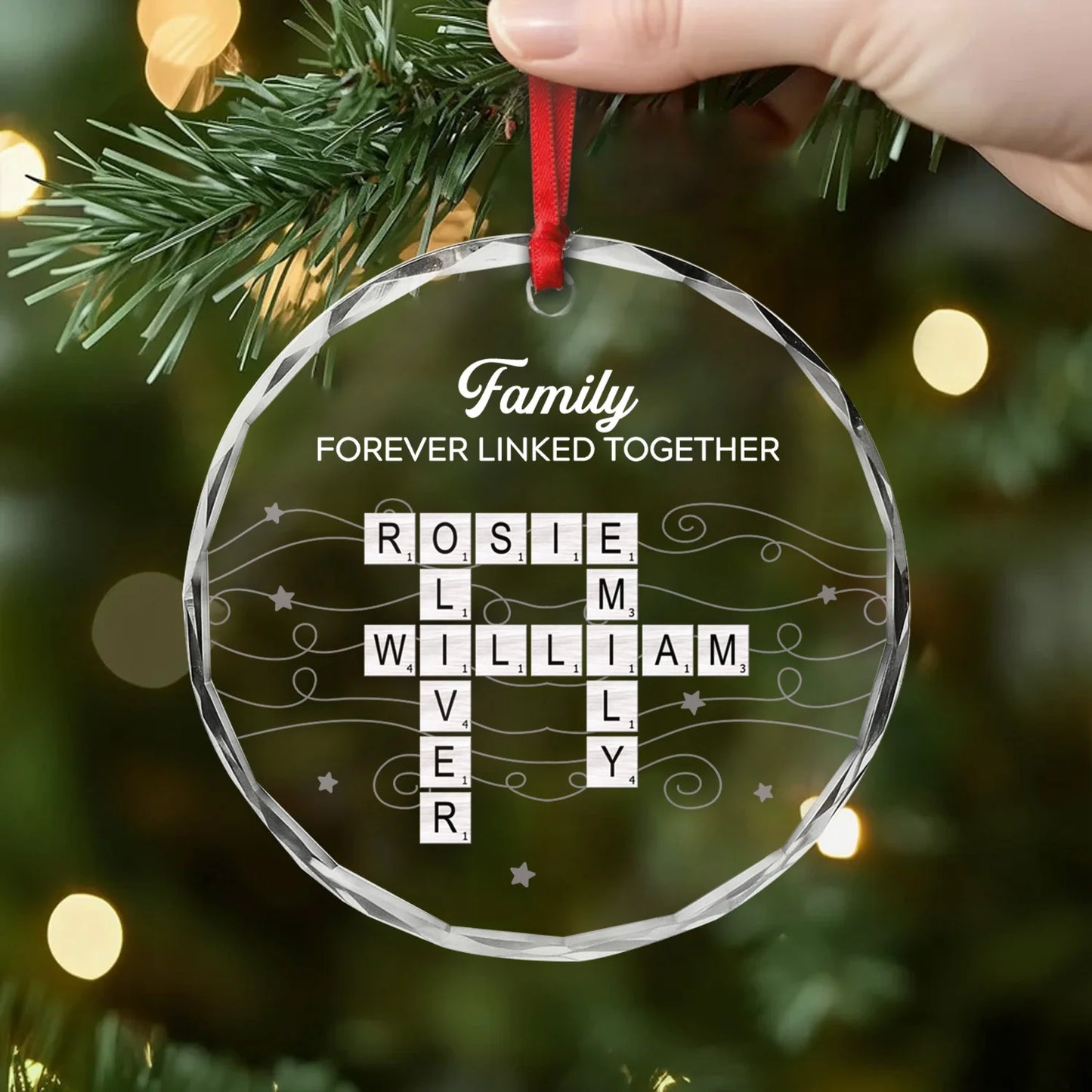 Brothers & Sisters Forever Linked Together - Personalized Crossword Glass Ornament
