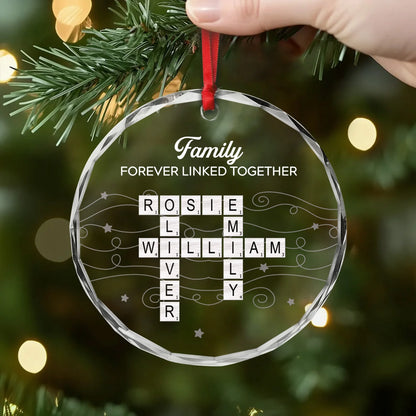 Brothers & Sisters Forever Linked Together - Personalized Crossword Glass Ornament