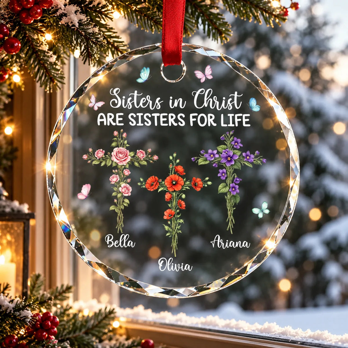 Sisters In Christ Are Sisters For Life - Personalized Crystal Ornament - Christmas Gift For Sisters, Besties ffe37ed3-ced3-49a0-8c53-566c8f373247-banner-1.png