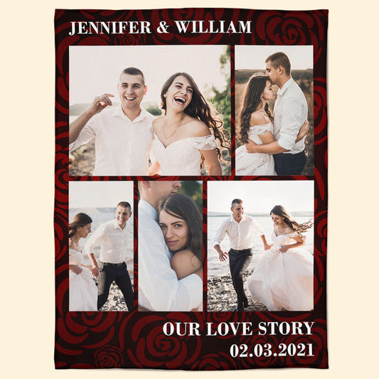 Personalized Photo Blanket for Wife with personalized design details for meaningful gifting