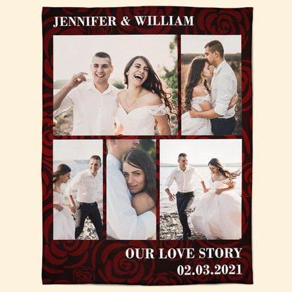 Personalized Photo Blanket for Wife with personalized design details for meaningful gifting